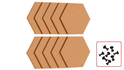 ALLboards Hexagonal Cork Board, Honeycomb Pieces 15x17 cm - 10 pcs