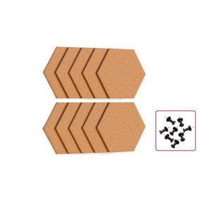 ALLboards Hexagonal Cork Board, Honeycomb Pieces 15x17 cm - 10 pcs