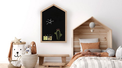 ALLboards House Shape Magnetic Chalkboard with Wooden Frame 90x60cm + accessories