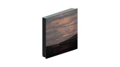 ALLboards Key Cabinet with Whiteboard, Decorative Magnetic Glass board front panel, Dark wooden planks pattern
