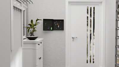 ALLboards Key Cabinet with Whiteboard, Decorative Magnetic Glass board front panel, Gold white black marble pattern