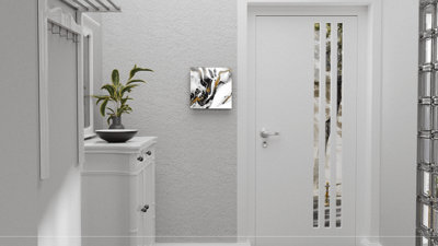 ALLboards Key Cabinet with Whiteboard, Decorative Magnetic Glass board front panel, Gold white black marble pattern