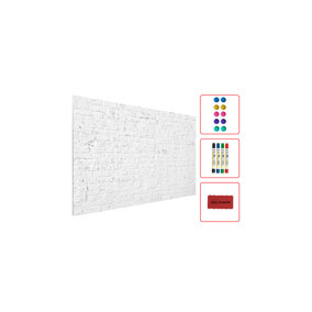 ALLboards Magnetic Boards MetalBoard WHITE BRICK, WHITE BRICK WALL 90x60cm a Magnetic Metal Poster for all types of magnets