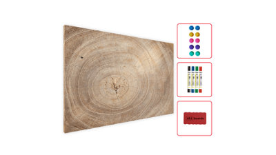ALLboards Magnetic Boards MetalBoard WOOD GRAIN TREE STUMP TRUNK WOOD SLICE 60x40cm a Magnetic Metal Poster with an imprint