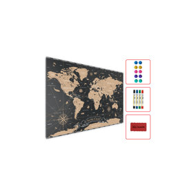 ALLboards MetalBoard magnetic boards WORLD MAP 60x40cm Magnetic metal poster with print on all types of magnets, wall-mounted