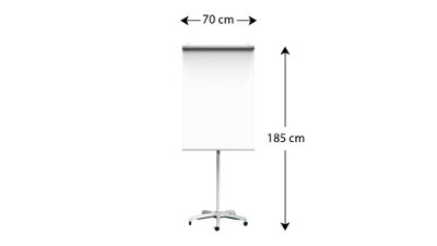 ALLboards Mobile Flipchart with Side Arms 100x70cm, dry erase magnetic surface 100x70 cm