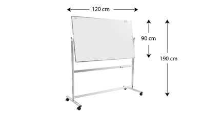 ALLboards Mobile pivoting double sided whiteboard dry erase ceramic surface aluminium frame & stand 120x90 cm P3
