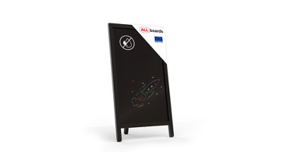 ALLboards Pavement Sign, One-sided chalkboard stand stall 78x44 cm, advertising stand black