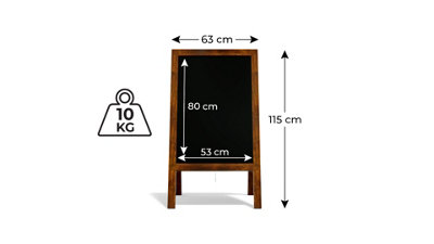 ALLboards Pavement Sign Waterproof Heavy Stable Wooden Frame 118x61cm, Sidewalk Advertising Board Chalkboard A-Frame