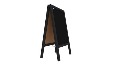 ALLboards Pavement Sign with Black Varnished Wooden Frame 100x60cm, Sidewalk Advertising Chalkboard A-Frame with Chain