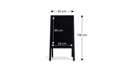 ALLboards Pavement Sign with Black Varnished Wooden Frame 118x61cm, Sidewalk Advertising Board Chalkboard A-Frame with Chain