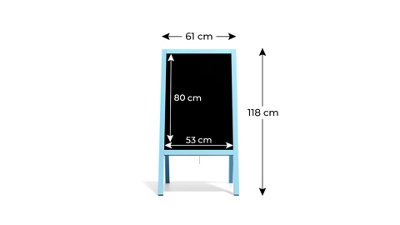 ALLboards Pavement Sign with Blue Varnished Wooden Frame 118x61cm, Sidewalk Advertising Board Chalkboard A-Frame with Chain