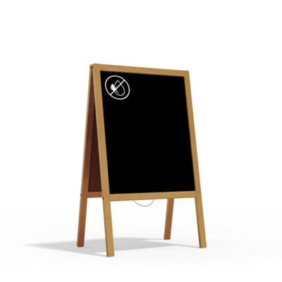 ALLboards Pavement Sign with Gold Varnished Wooden Frame 100x60cm, Sidewalk Advertising Board Chalkboard A-Frame