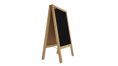 ALLboards Pavement Sign with Natural Wooden Frame 100x60cm, Sidewalk Advertising Board Chalkboard A-Frame