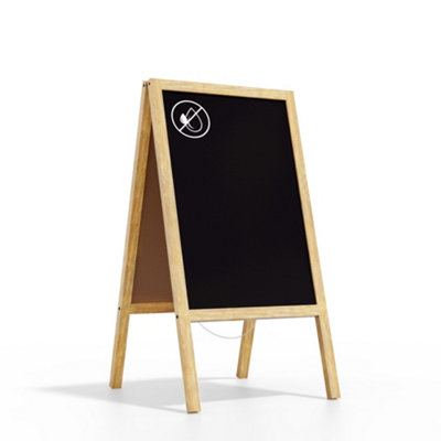 ALLboards Pavement Sign with Natural Wooden Frame 118x61cm, Sidewalk Advertising Board Chalkboard A-Frame