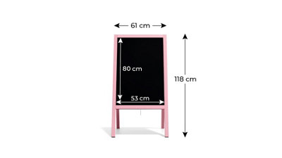 ALLboards Pavement Sign with Pink Varnished Wooden Frame 118x61cm, Sidewalk Advertising Board Chalkboard A-Frame with Chain