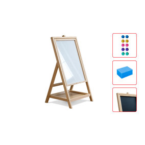 ALLboards Rotating Drawing Board for Children, Chalk and Magnetic surface, Wooden Easel Frame, Height 79 cm