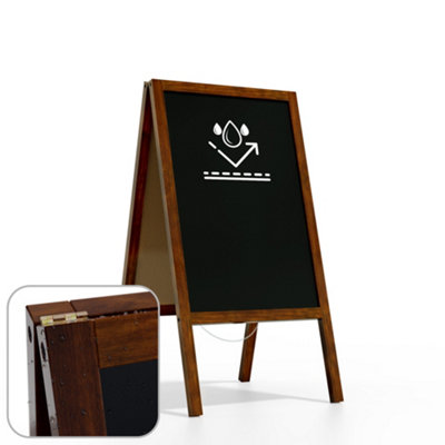 ALLboards Waterproof Pavement Sign with Varnished Wooden Frame 118x61cm, Sidewalk Advertising Board A-Frame with Chain