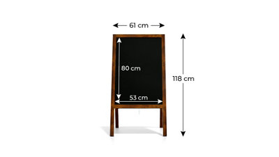 ALLboards Waterproof Pavement Sign with Varnished Wooden Frame 118x61cm, Sidewalk Advertising Board A-Frame with Chain