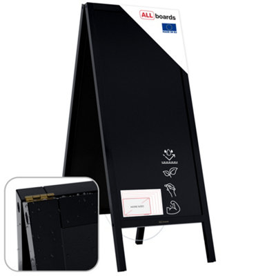 ALLboards Waterproof Sidewalk Stop Easel with Black Lacquered Wood ...