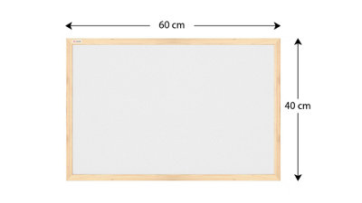 ALLboards White cork notice board wooden natural frame 60x40 cm