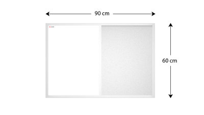 ALLboards Whiteboard and white cork COMBO board in a white wooden frame 90 x 60cm