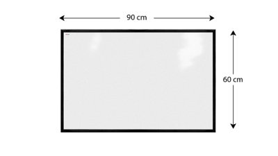 ALLboards Whiteboard dry erase magnetic surface, black wooden frame 90x60 cm