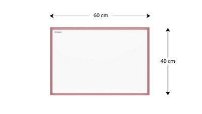 ALLboards Whiteboard dry erase magnetic surface, pink wooden frame 60x40 cm