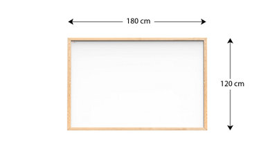ALLboards Whiteboard dry erase magnetic surface wooden natural frame 180x120cm