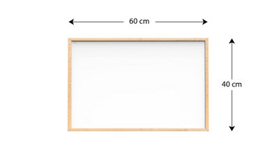 ALLboards Whiteboard dry erase magnetic surface wooden natural frame 60x40 cm