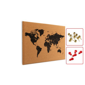 ALLboards World Map Frameless Cork Board, 60x40 cm