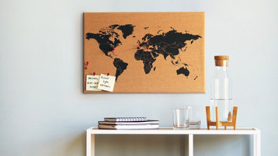 ALLboards World Map Frameless Cork Board, 60x40 cm