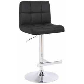 Allegro Bar Stool, Extra Padded Seat, Adjustable height, Kitchen and Breakfast Bar Stool, Black