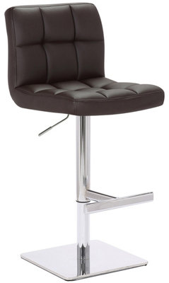 Allegro Deluxe Single Breakfast Bar Stool, Chrome Footrest, Height Adjustable Swivel Gas Lift, Kitchen Bar & Home Barstool, Brown