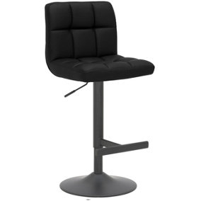 Allegro Kitchen Bar Stool, Luxury frame in Matt black, Adjustable Height, Kitchen Barstool, Black