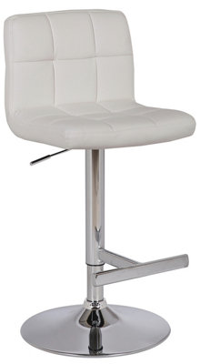 Allegro Kitchen Bar Stool, Single, Faux Leather, Height Adjustable Stool with Backrest for Breakfast and Home Barstool, White