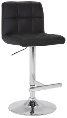 Allegro Real Leather Bar Stool, Lumbar Support with Gas Lift Feature, Breakfast Barstool, Black