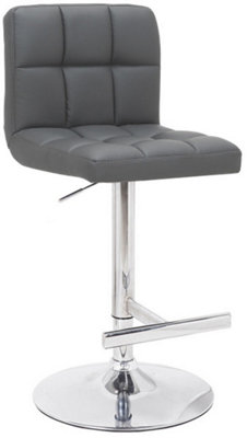 Allegro Single Kitchen Bar Stool, Chrome Footrest, Adjustable Swivel Gas Lift, Breakfast Bar & Home Barstool, Charcoal Grey