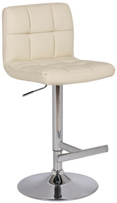 Allegro Single Kitchen Bar Stool, Chrome Footrest, Height Adjustable Swivel Gas Lift, Breakfast Bar & Home Barstool, Cream