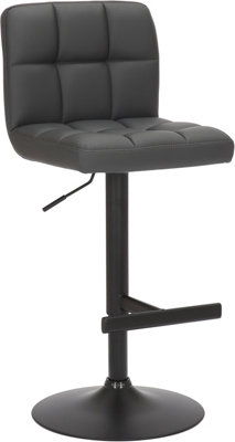 Allegro Single Kitchen Bar Stool, Matt Black Footrest, Adjustable Swivel Gas Lift, Breakfast & Home Barstool, Charcoal Grey