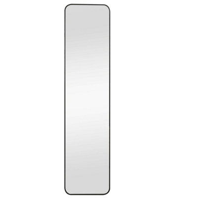 Allen Black metal Free Standing Leaner Mirror, with soft rounded edges