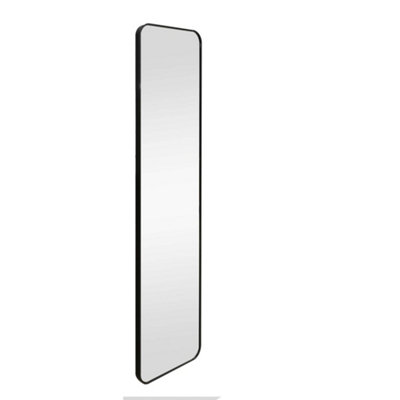 Allen Black metal Free Standing Leaner Mirror, with soft rounded edges, 150 x 35cm