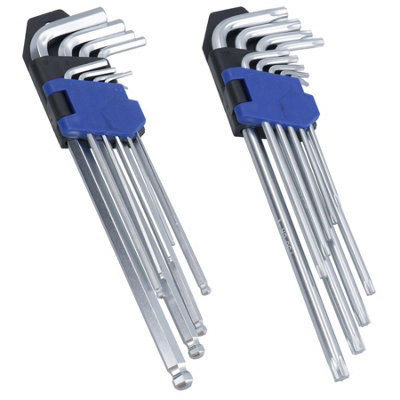 Allen Hex Torx Star Tamperproof Key Set Extra Long T10 - T50 1.5mm - 10mm
