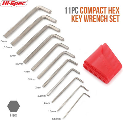 Allen Key Set Hex Metric 11 PC Wrench Tool Set 1.27-6mm Long and Short Arm