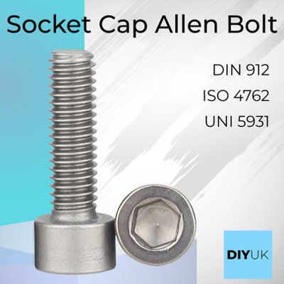 Allen Socket M10 x 16mm Cap Head Screws Bolts Pack of: 10  DIN 912 A2 Stainless Steel