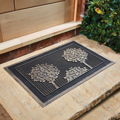 Allium Rubber Doormat - Heavy Duty, Remove Dirt, Bevelled Edges, Indoor or Out, Waterproof, W75 x D45cm