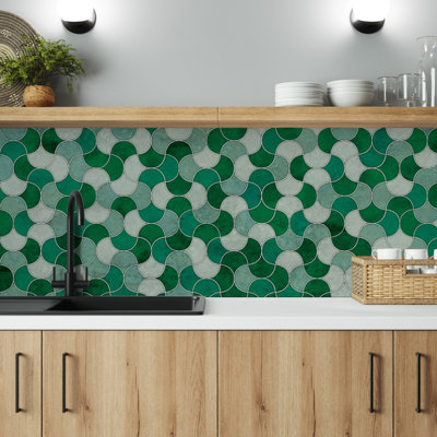 Alloy Emerald Scallop Kitchen Splashback 3050mm x 600mm x 4mm