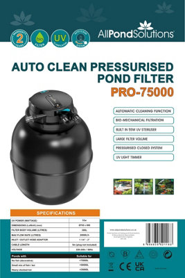 AllPondSolutions 75000L Koi Pressurised Pond Filter Kit PRO-75000-KIT with UV Light Timer