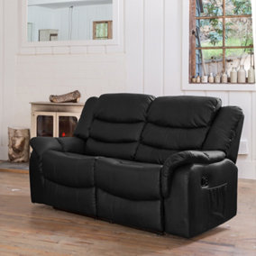 Almeira 2 Seat Bonded Leather Recliner Sofa - Black