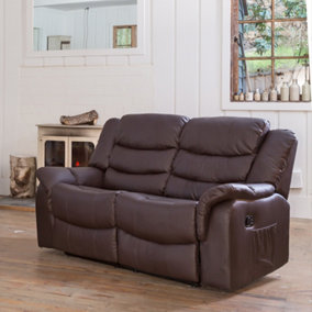 Almeira 2 Seat Bonded Leather Recliner Sofa - Brown